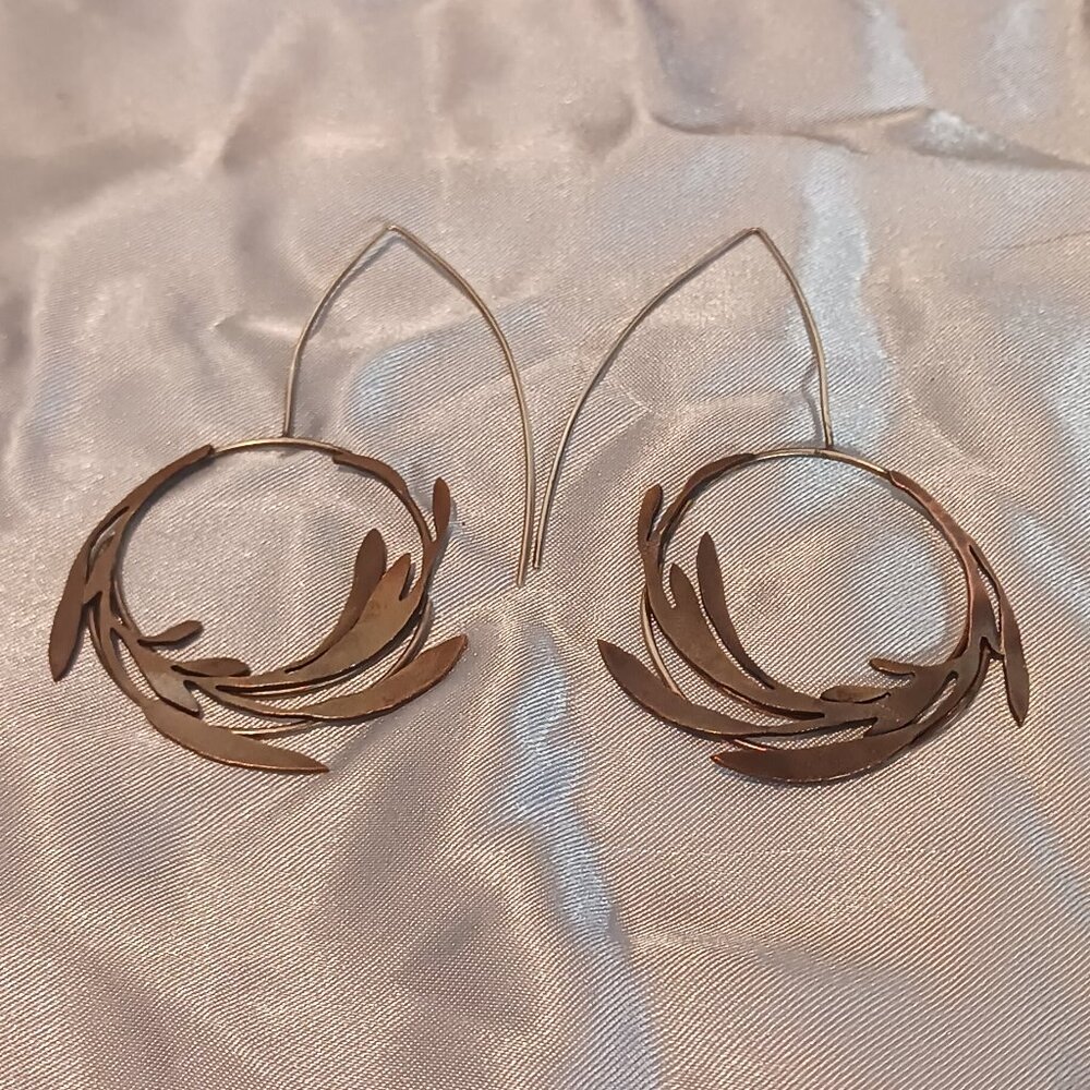 Sterling Silver with Copper Overlay Leaves Earrings